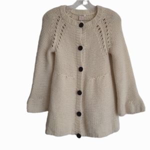 Sundance Lambswool Girls Size Medium Cream White Button Knit Sweater Cardigan